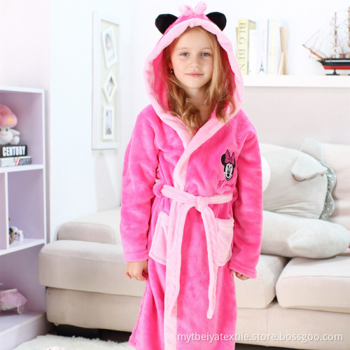 High Quality Children Kids Hooded Flannel Animal Baby Bathrobe
